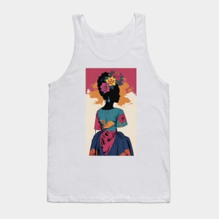 Frida's Vibrant Silhouette: Colorful Illustration Tank Top